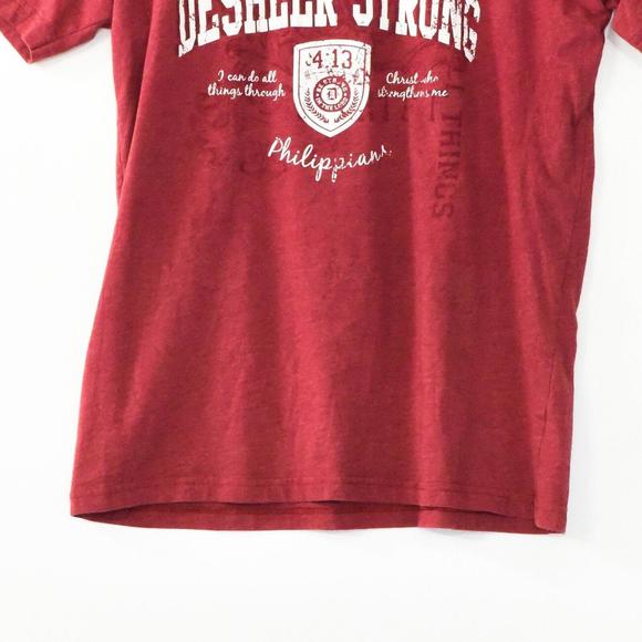 Next Level Mens Red T-Shirt Casual Crew Graphic DESHLER STRONG Short Sleeve M - Picture 4 of 5